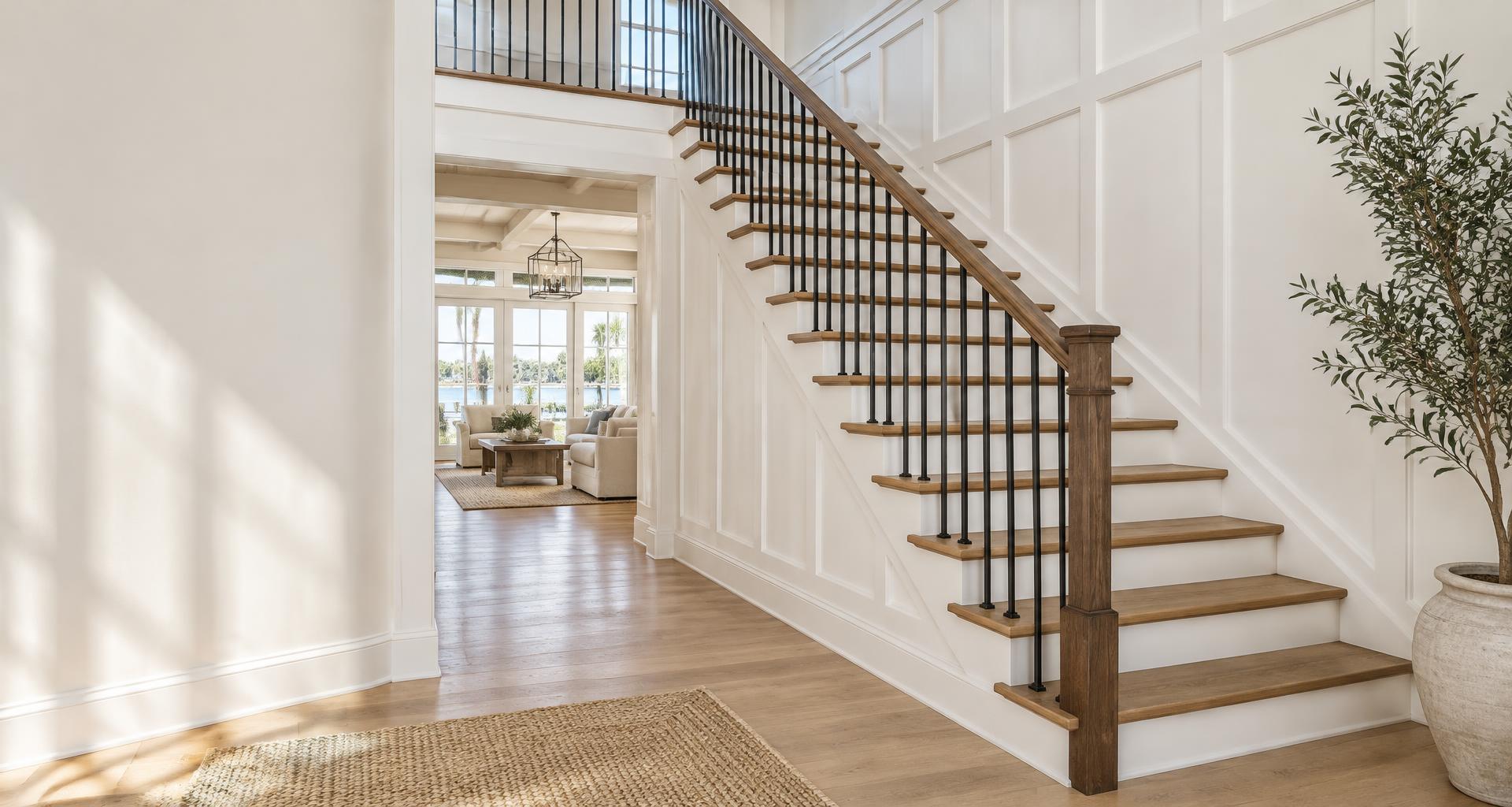 Oak treads, white risers and iron balusters, generated design inspiration